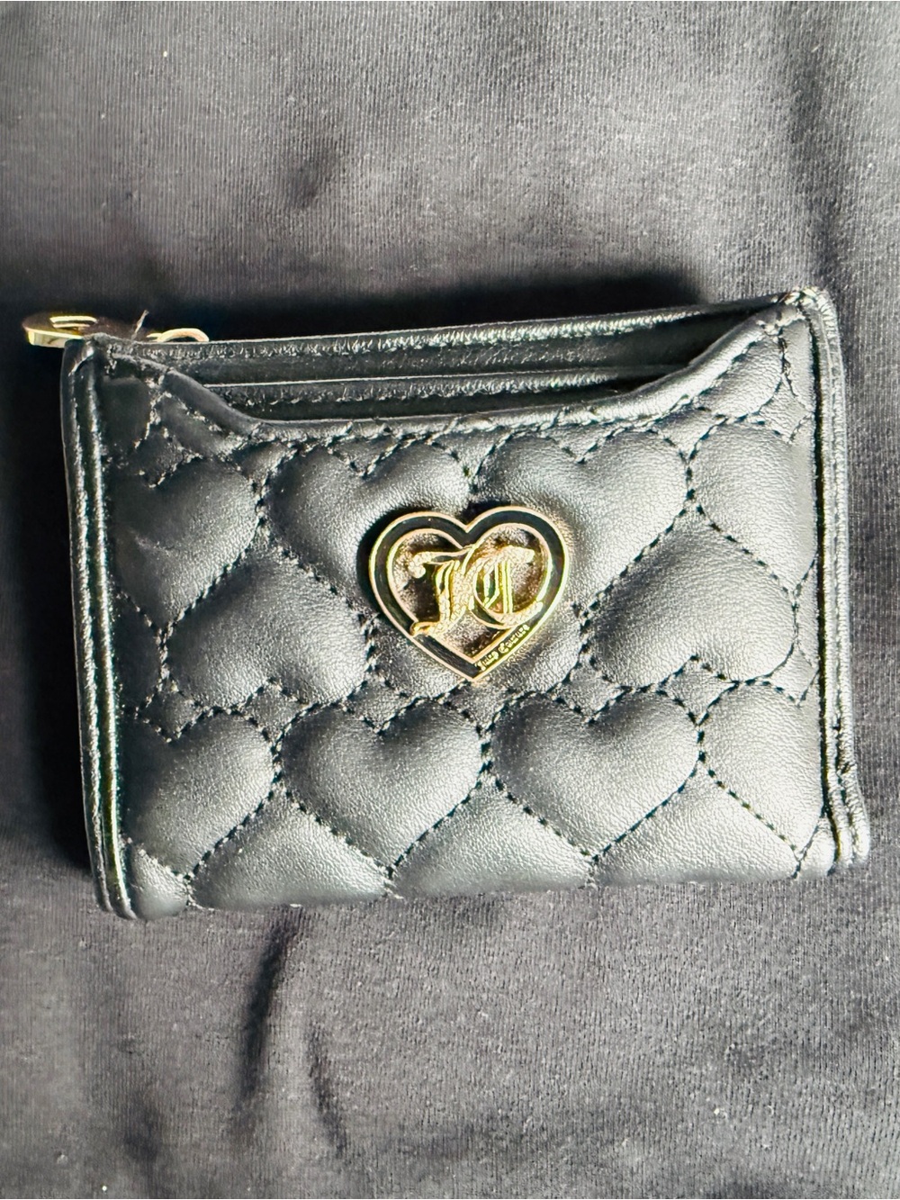 Juicy Couture Black Quilted Wallet with Gold Juicy Emblem